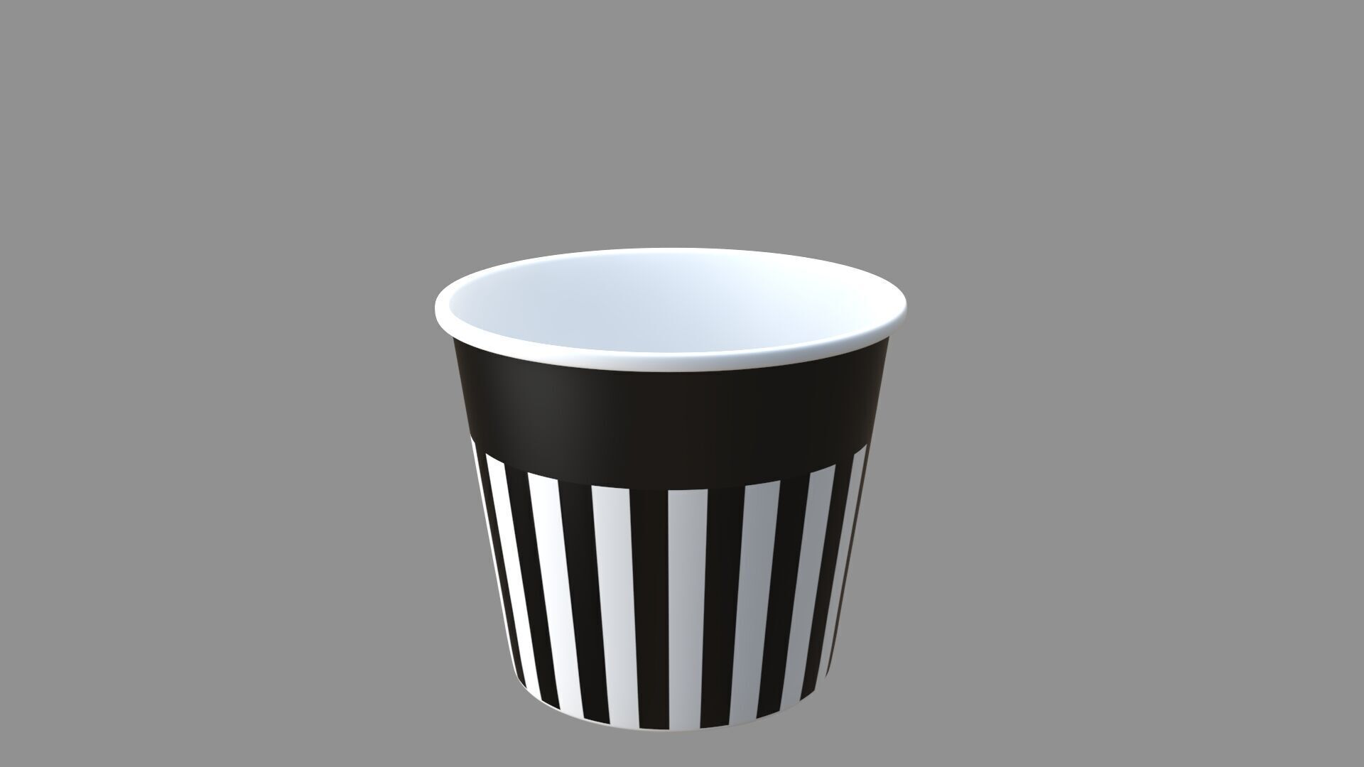 empty striped 02 popcorn tub black 3D model_4