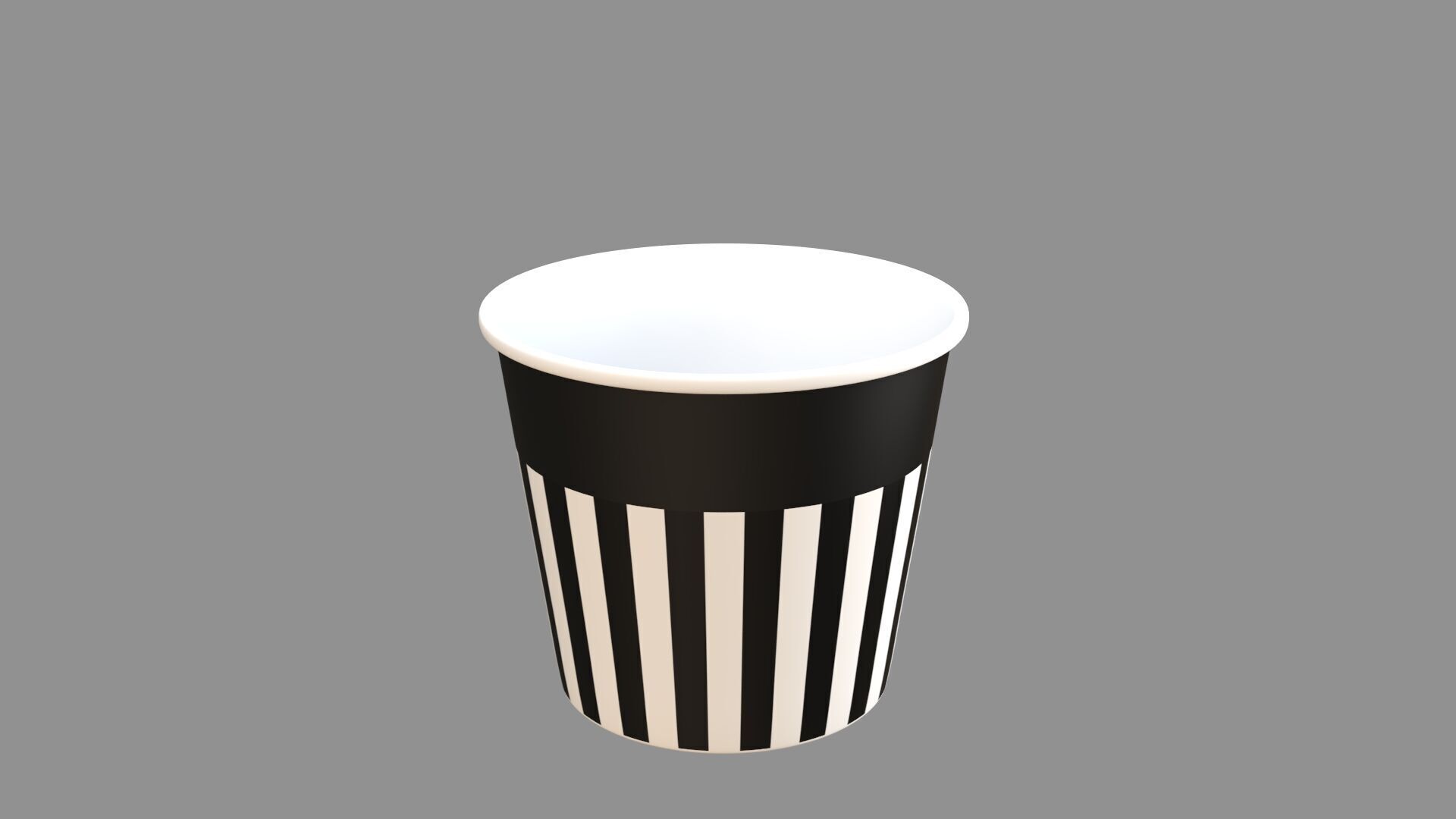 empty striped 02 popcorn tub black 3D model_1