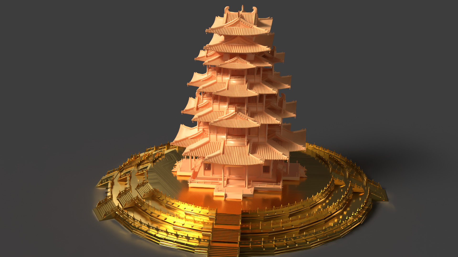 Chinese ancient tower 3D model_3
