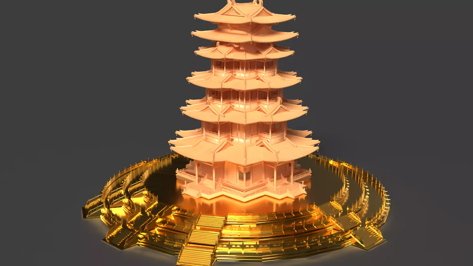 Chinese ancient tower 3D model_0