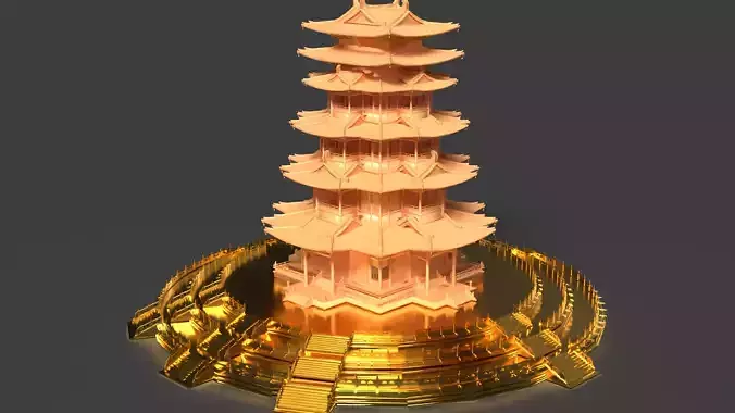 Chinese ancient tower 3D model Chinese ancient tower 3D model