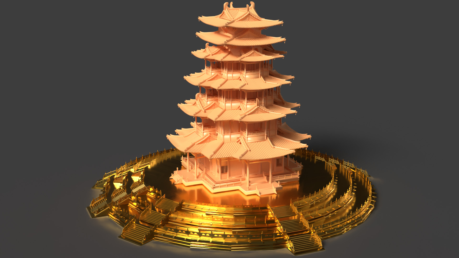 Chinese ancient tower 3D model_2