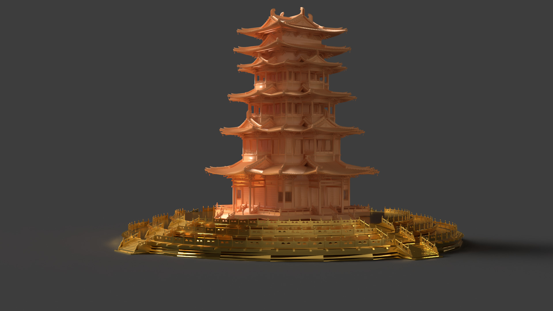 Chinese ancient tower 3D model_5