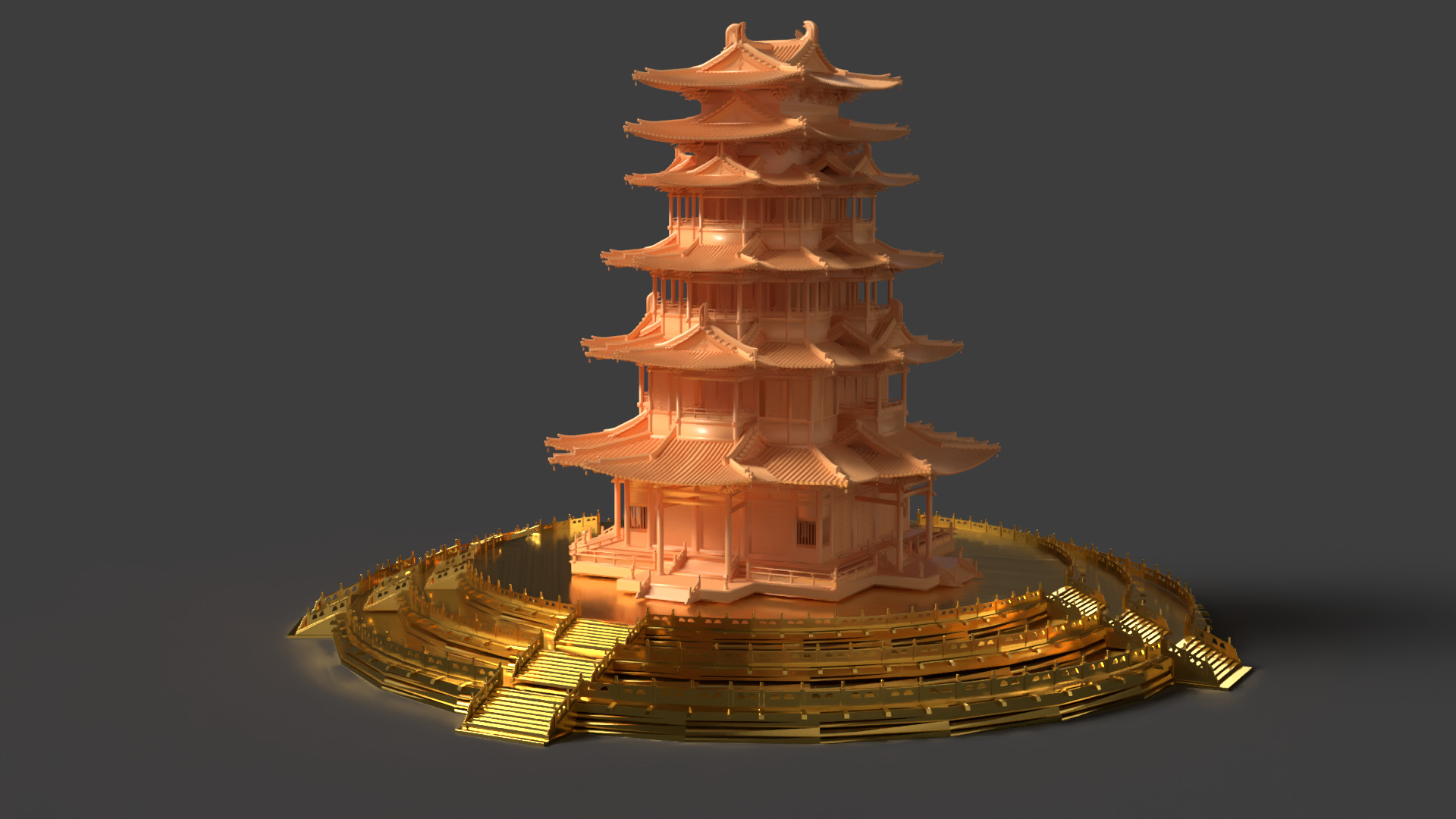 Chinese ancient tower 3D model_4