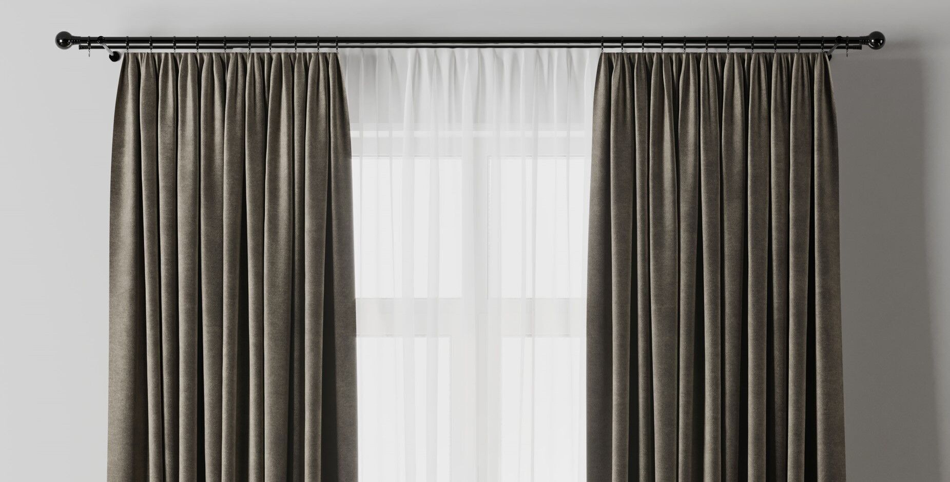 Curtain with rod 09 Curtain brown Low-poly 3D model_7