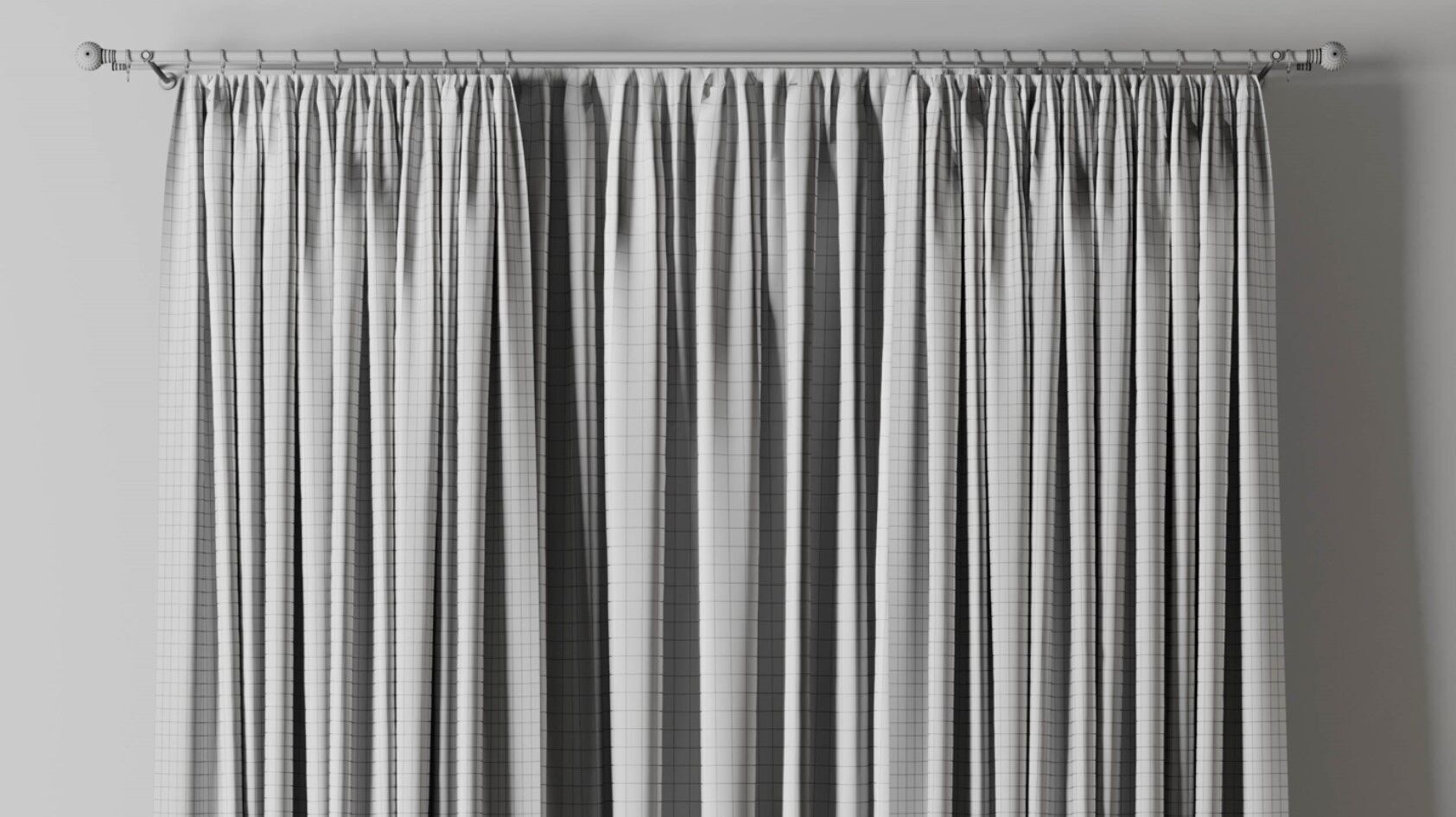 Curtain with rod 09 Curtain brown Low-poly 3D model_11