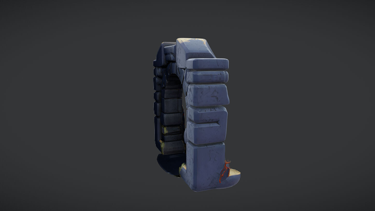 stone archway with flowers 3D model_2