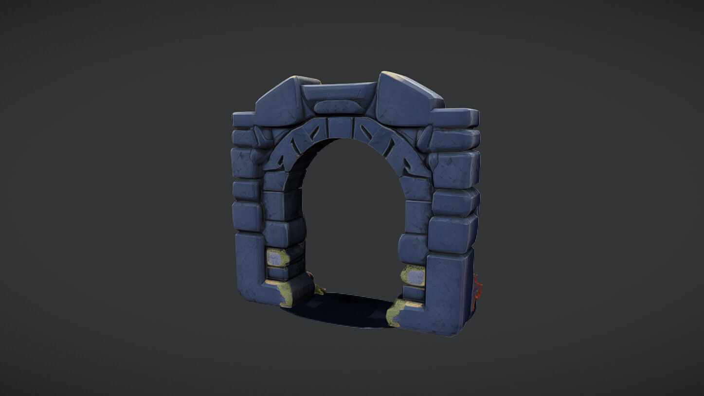stone archway with flowers 3D model_3