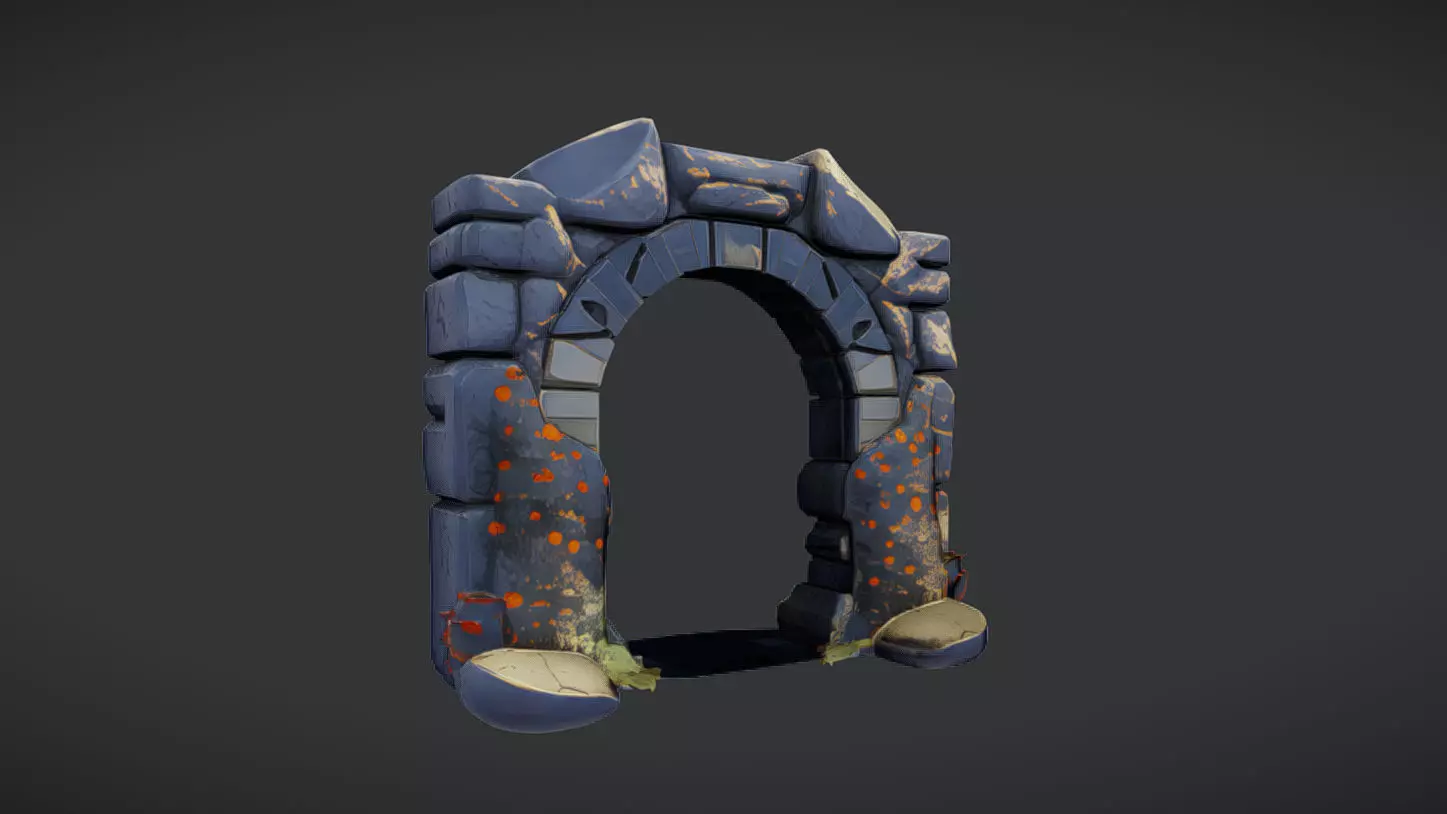 stone archway with flowers 3D model_0