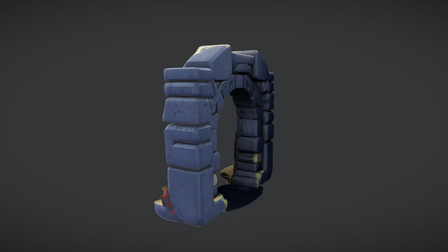 stone archway with flowers 3D model_5