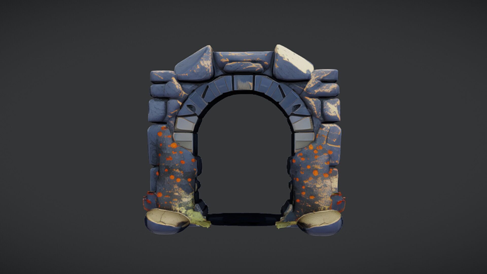 stone archway with flowers 3D model_6