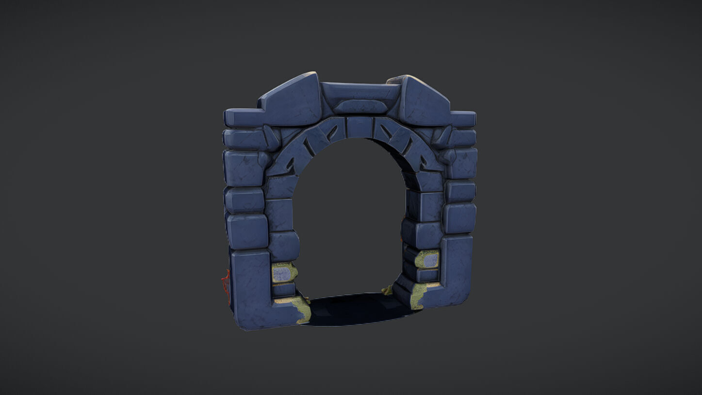 stone archway with flowers 3D model_4