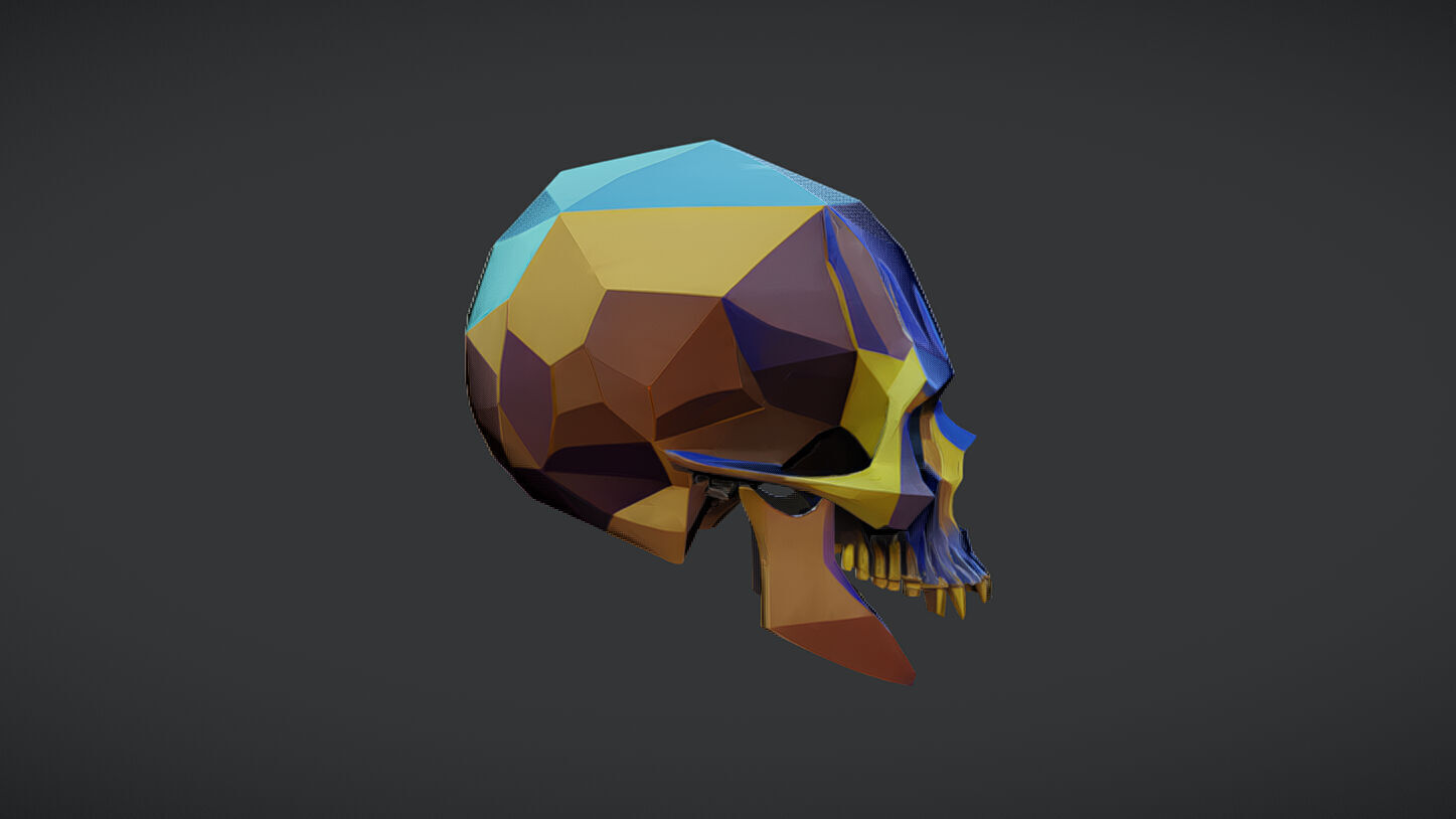 Faceted geometric skull design 3D model_3
