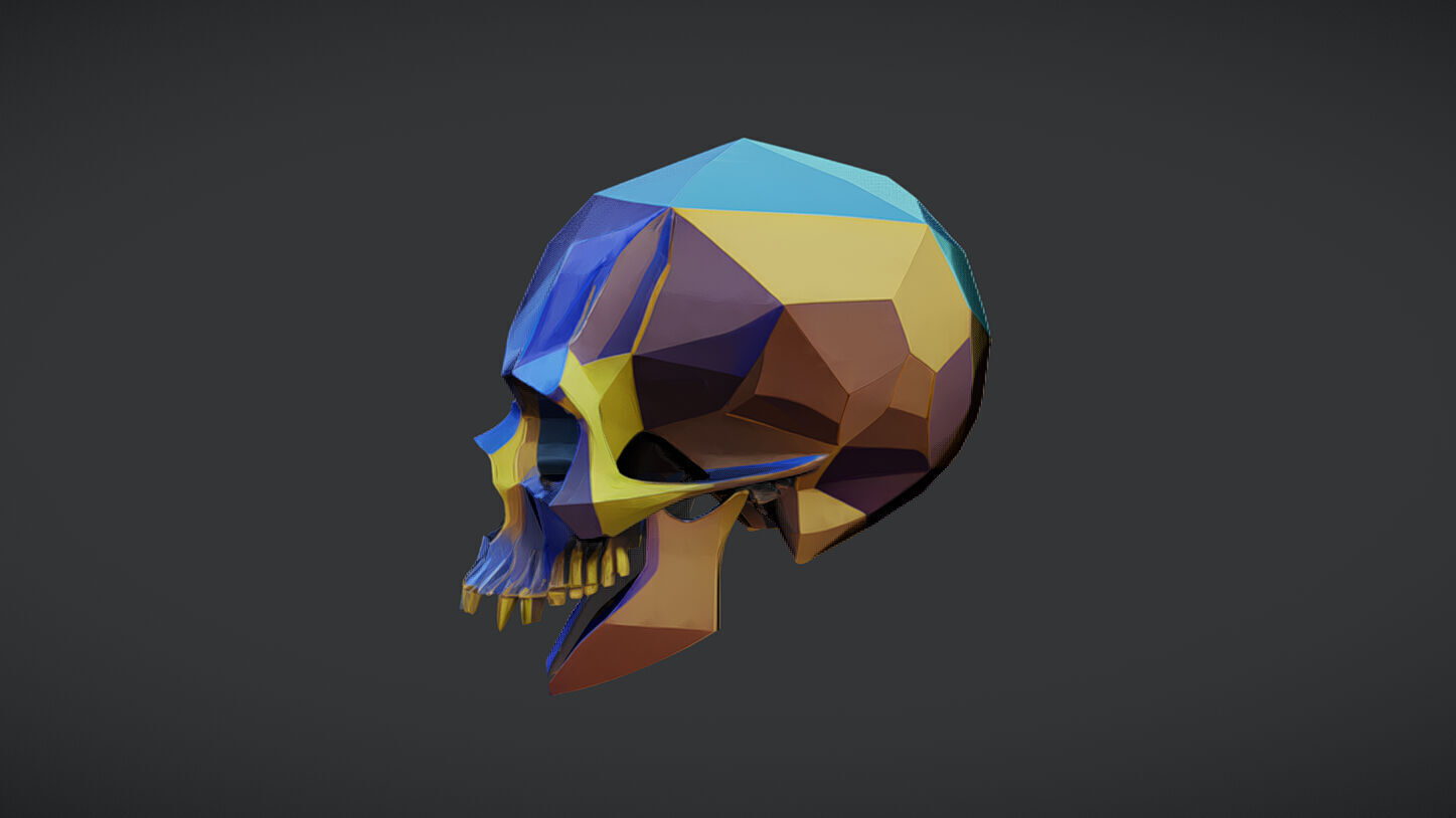 Faceted geometric skull design 3D model_6