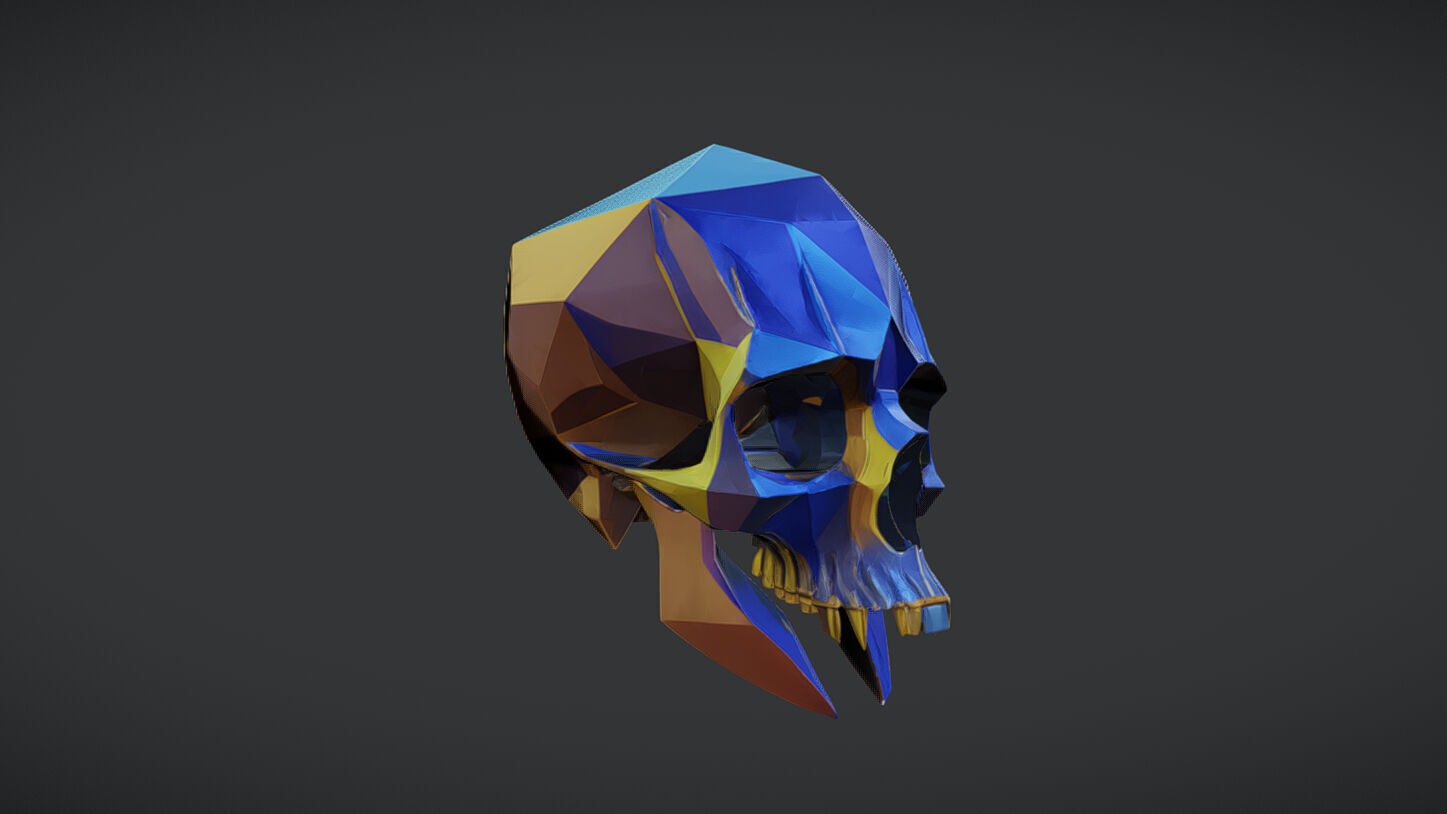 Faceted geometric skull design 3D model_1