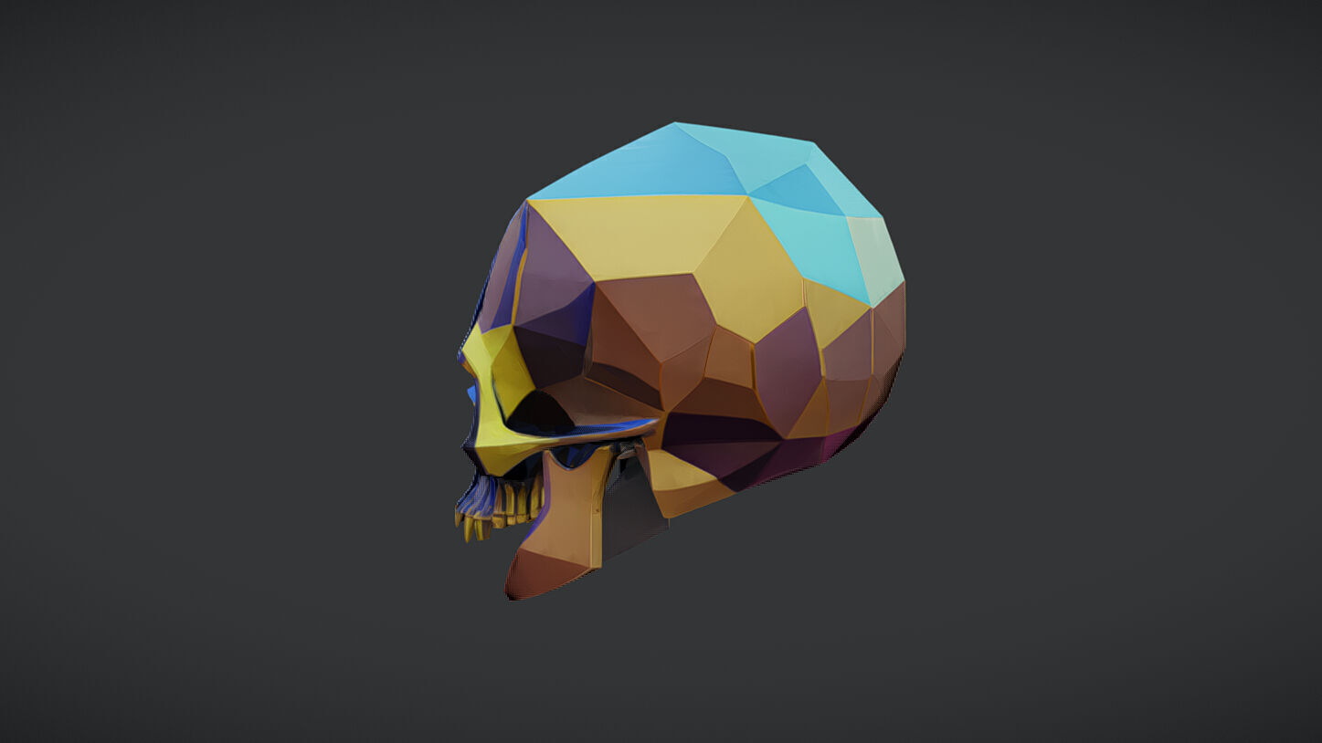 Faceted geometric skull design 3D model_5