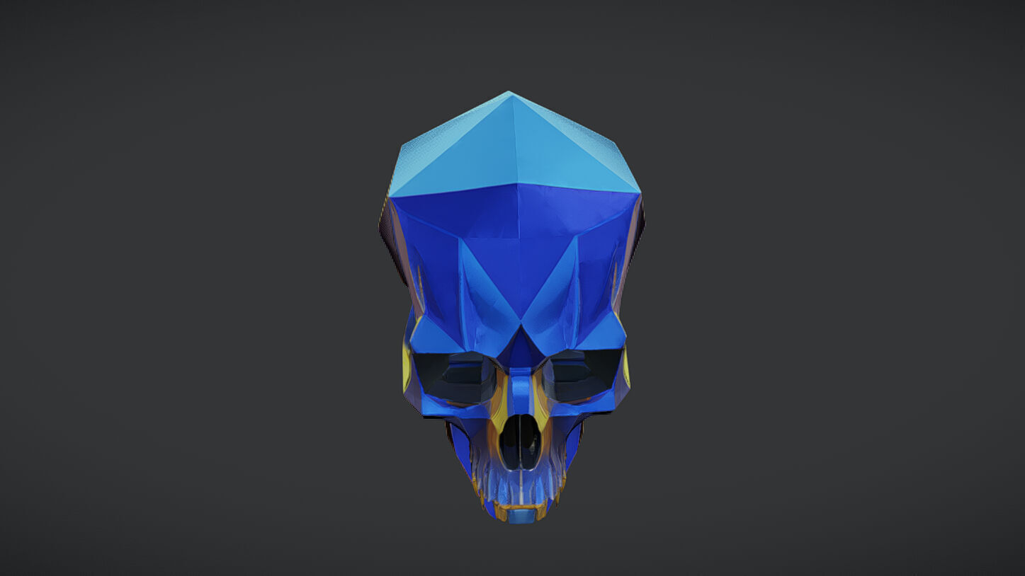 Faceted geometric skull design 3D model_7