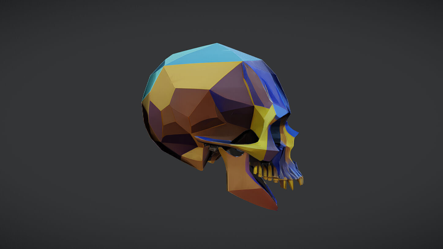 Faceted geometric skull design 3D model_2