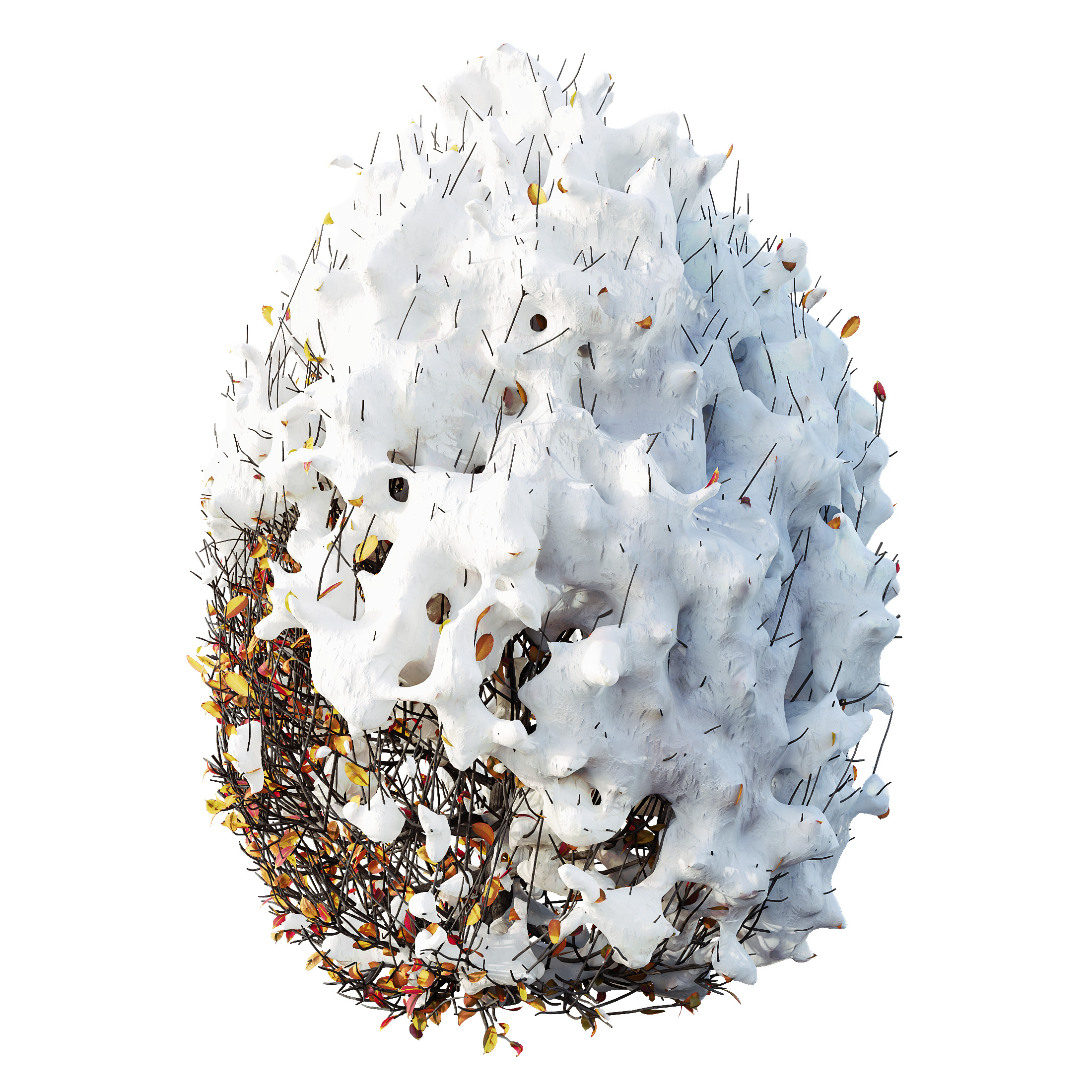 AV Plants Ligustrum Quihoui Privet Pruned Sphere Winter Snow 3D model_1