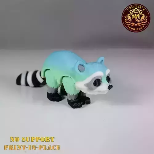 Flexi Mini Raccoon No support Print in Place Articulate 3D print model