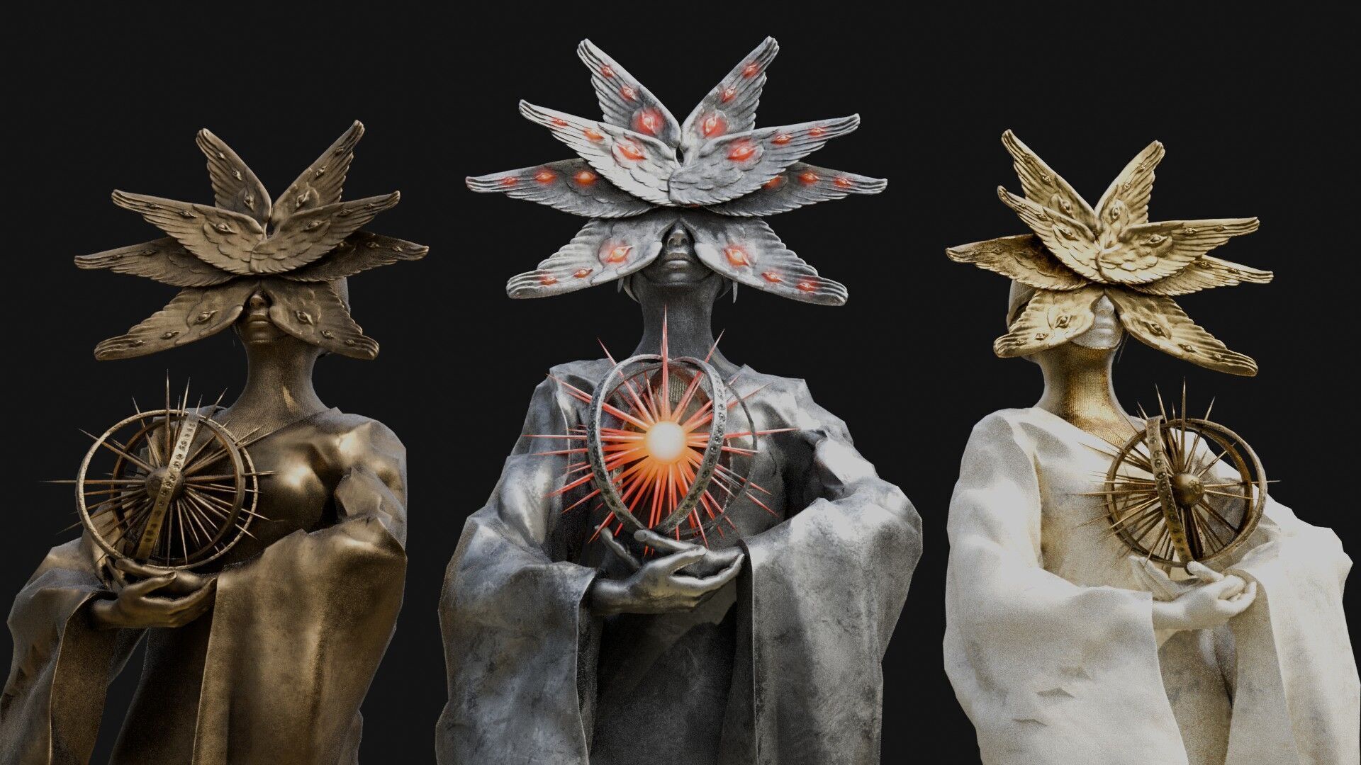 Seraph statue Low-poly 3D model_1