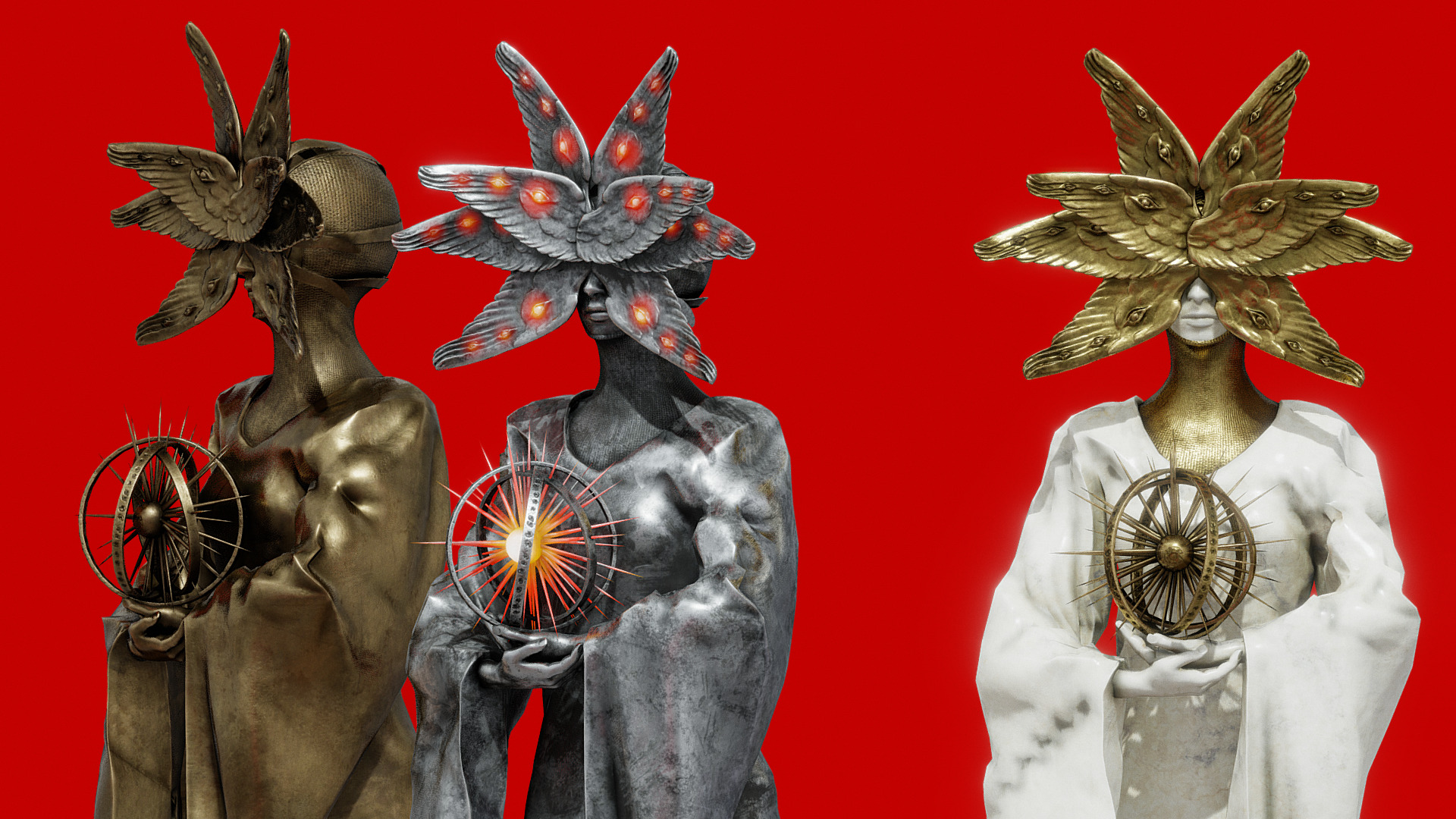 Seraph statue Low-poly 3D model_13