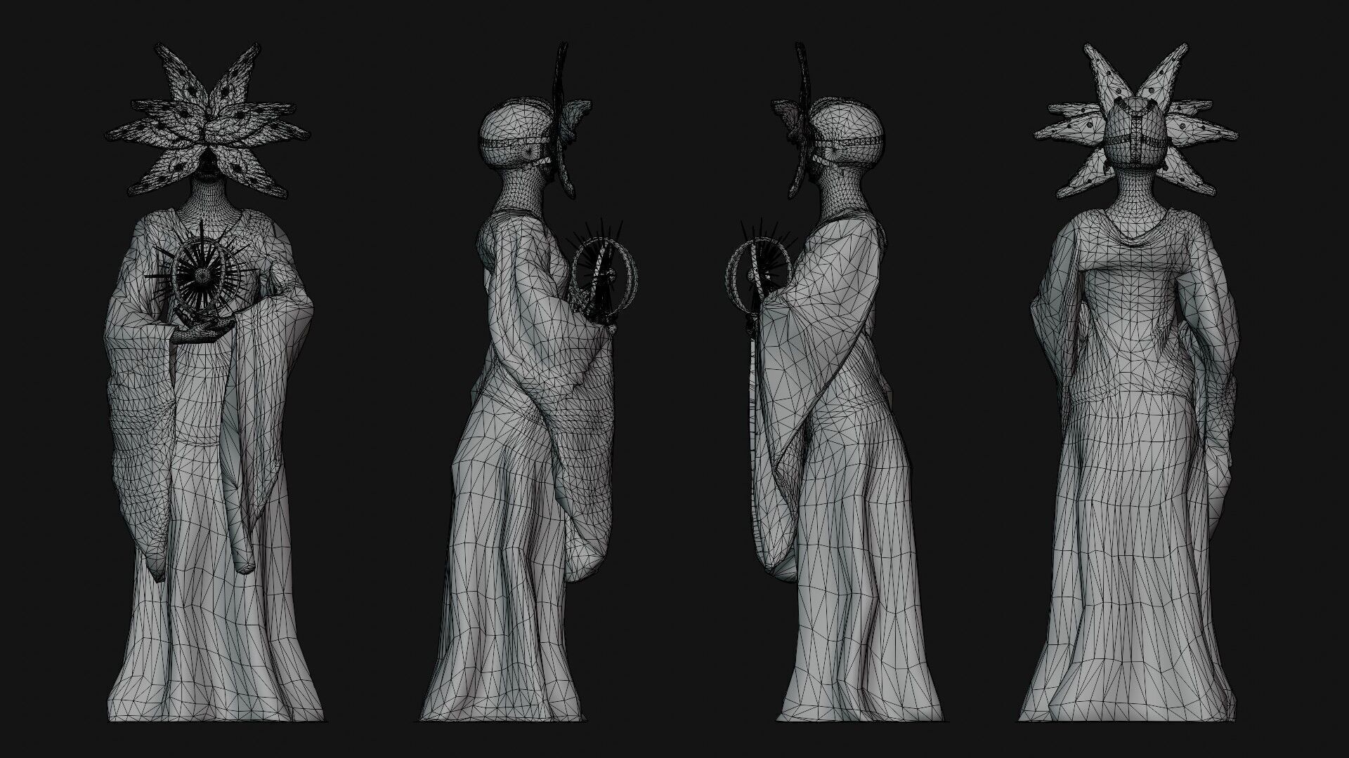 Seraph statue Low-poly 3D model_5