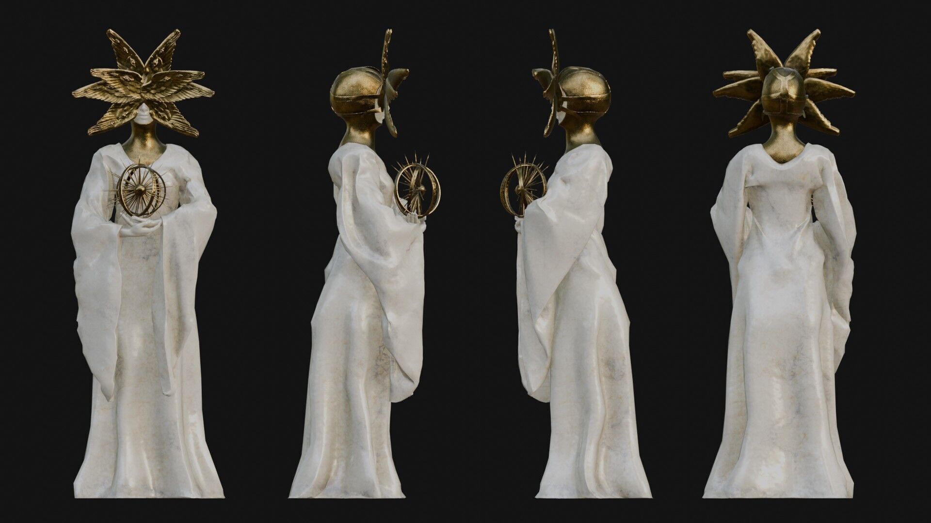 Seraph statue Low-poly 3D model_4