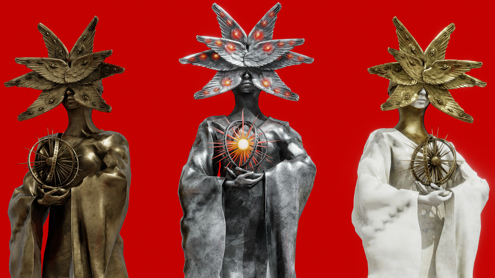 Seraph statue Low-poly 3D model_9