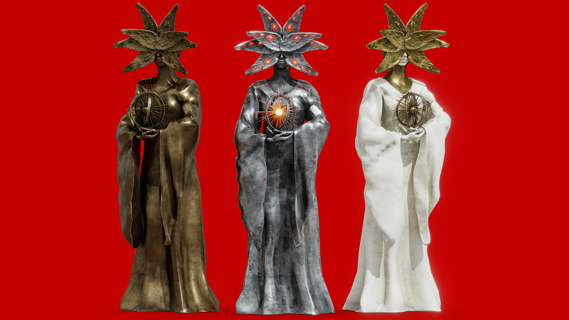 Seraph statue Low-poly 3D model_10