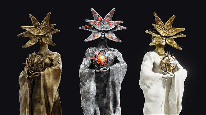 Seraph statue Low-poly 3D model