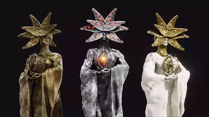 Seraph statue Low-poly 3D model