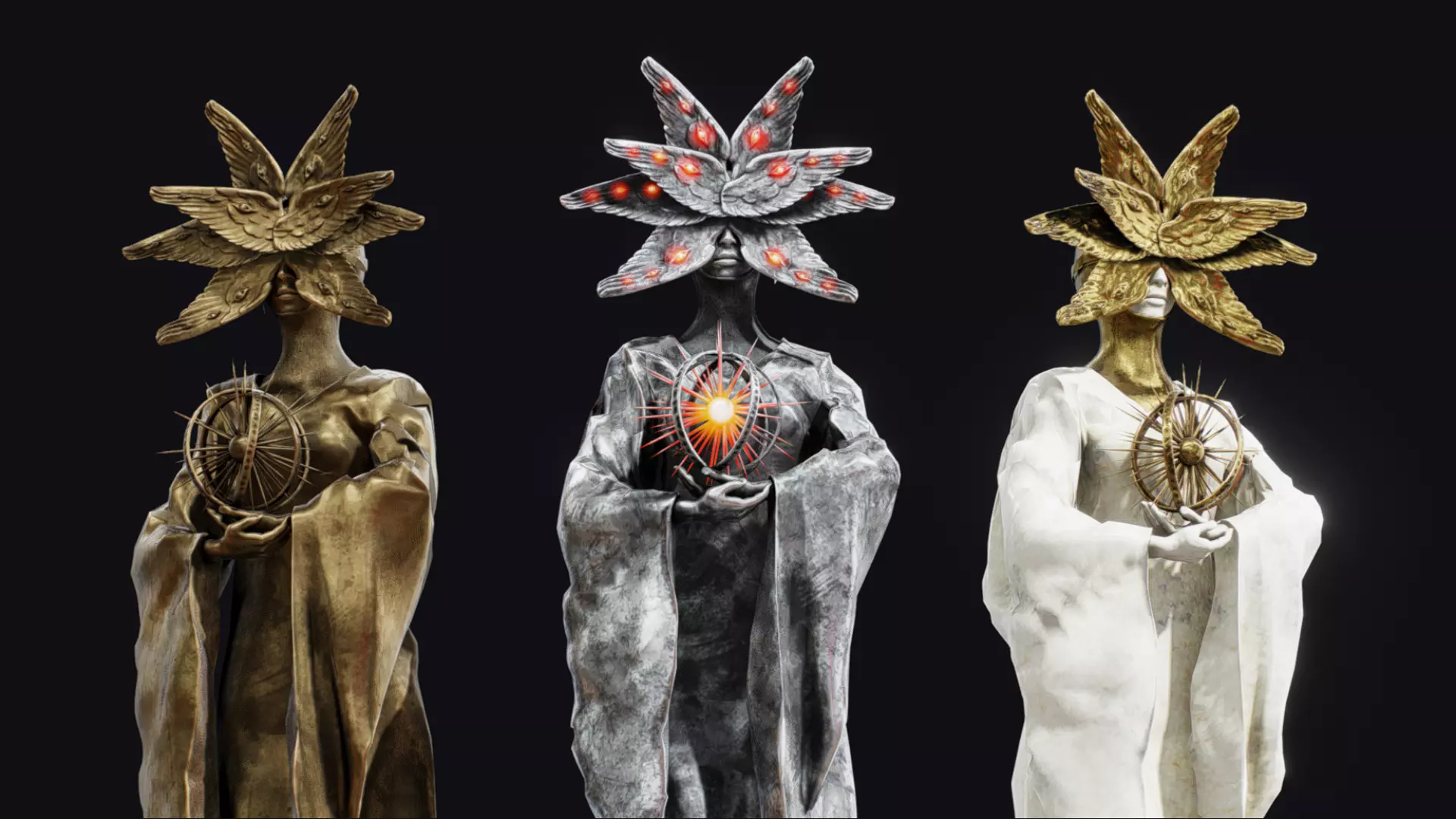 Seraph statue Low-poly 3D model_0