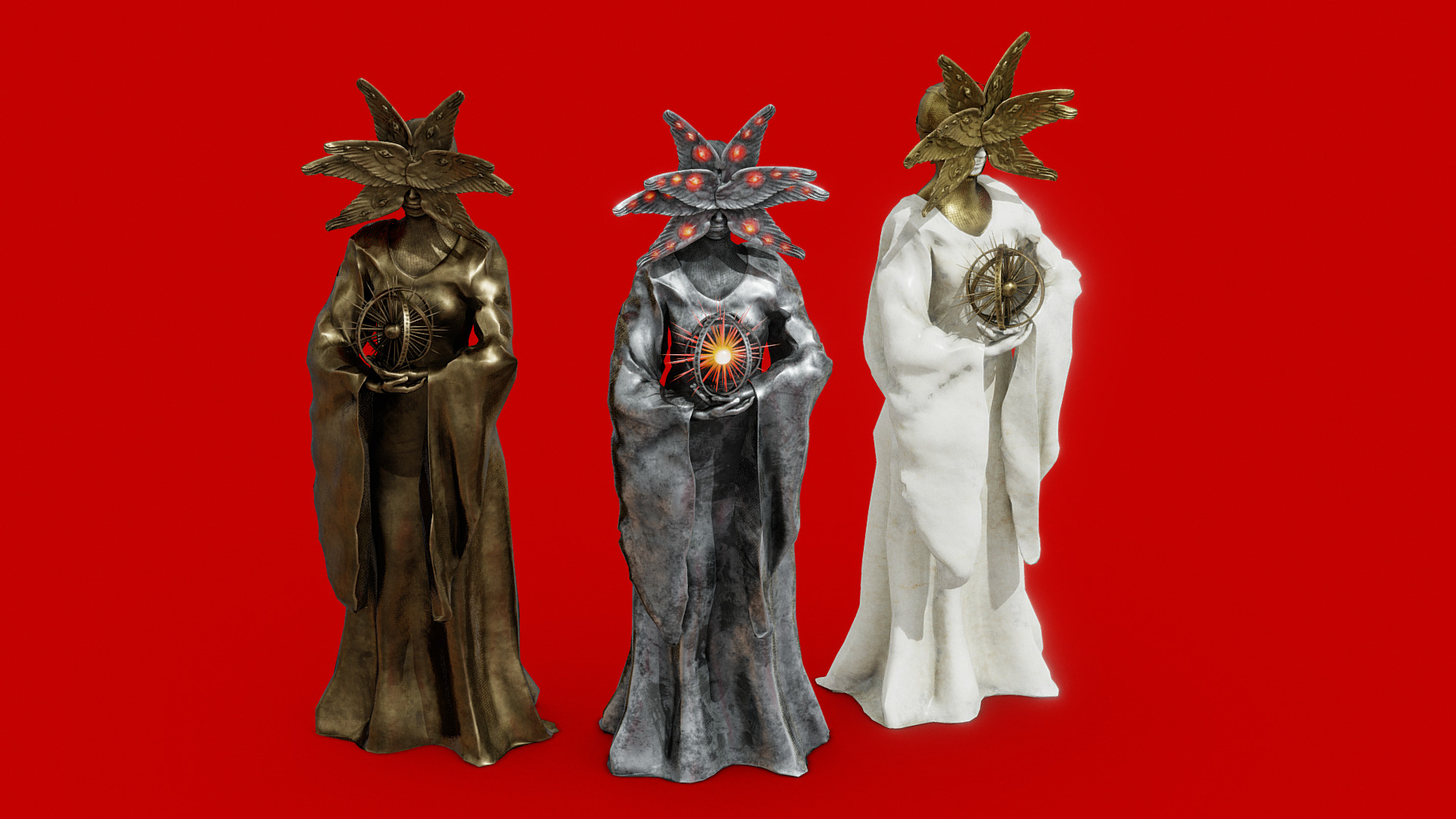 Seraph statue Low-poly 3D model_11