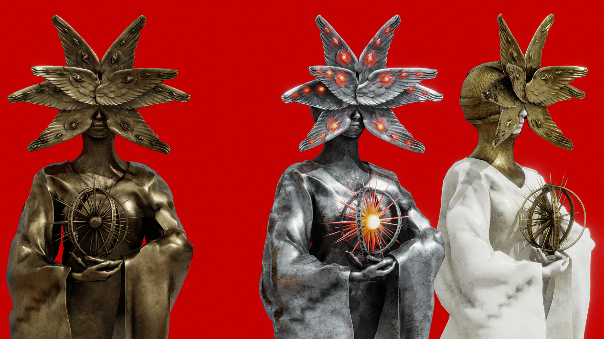 Seraph statue Low-poly 3D model_14