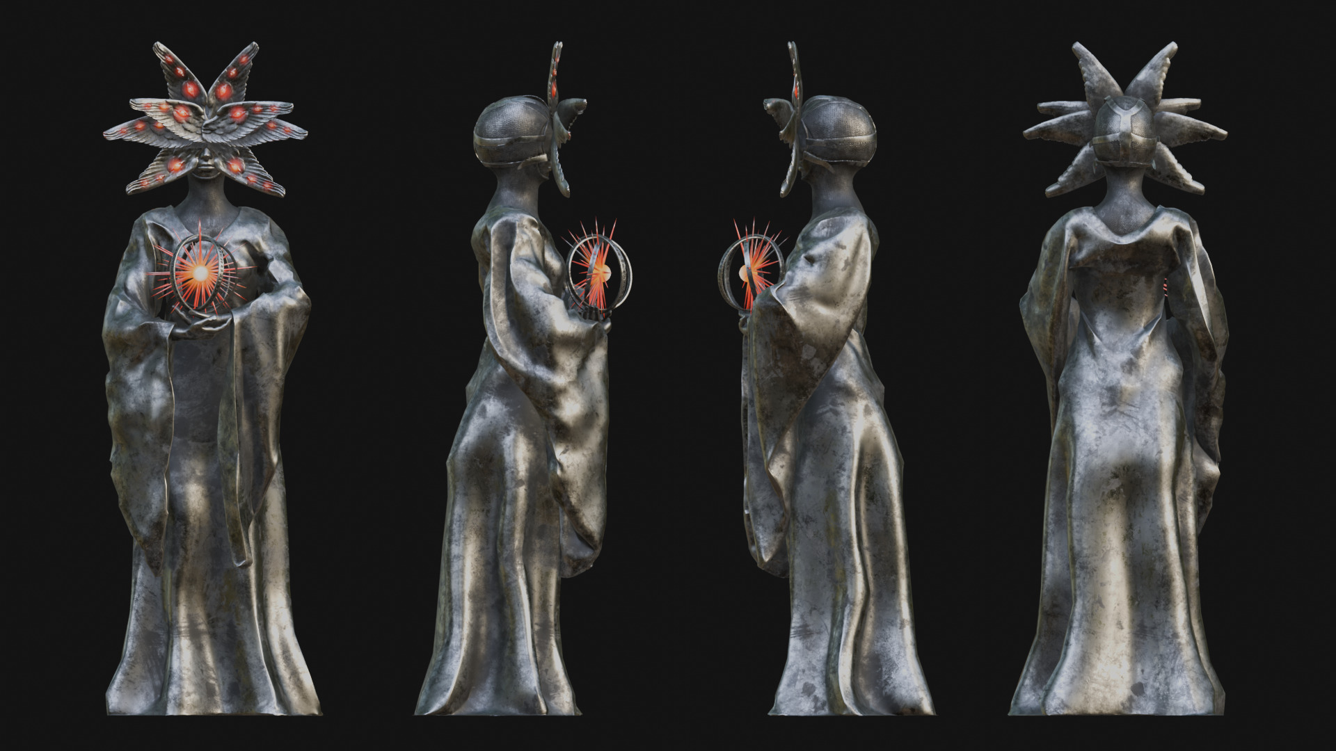 Seraph statue Low-poly 3D model_2