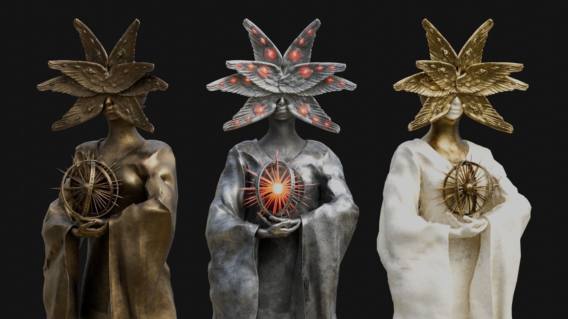 Seraph statue Low-poly 3D model_8