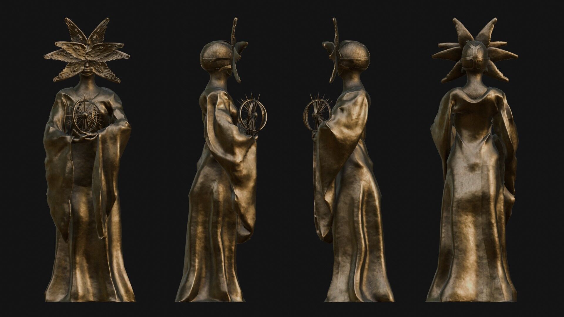 Seraph statue Low-poly 3D model_3