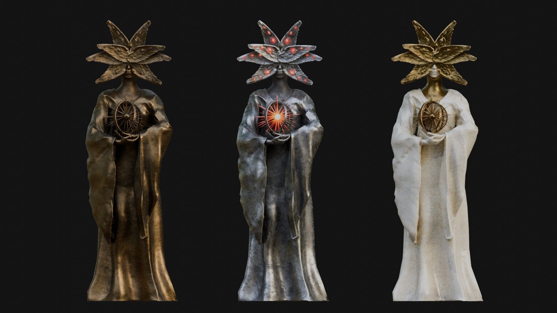 Seraph statue Low-poly 3D model_6