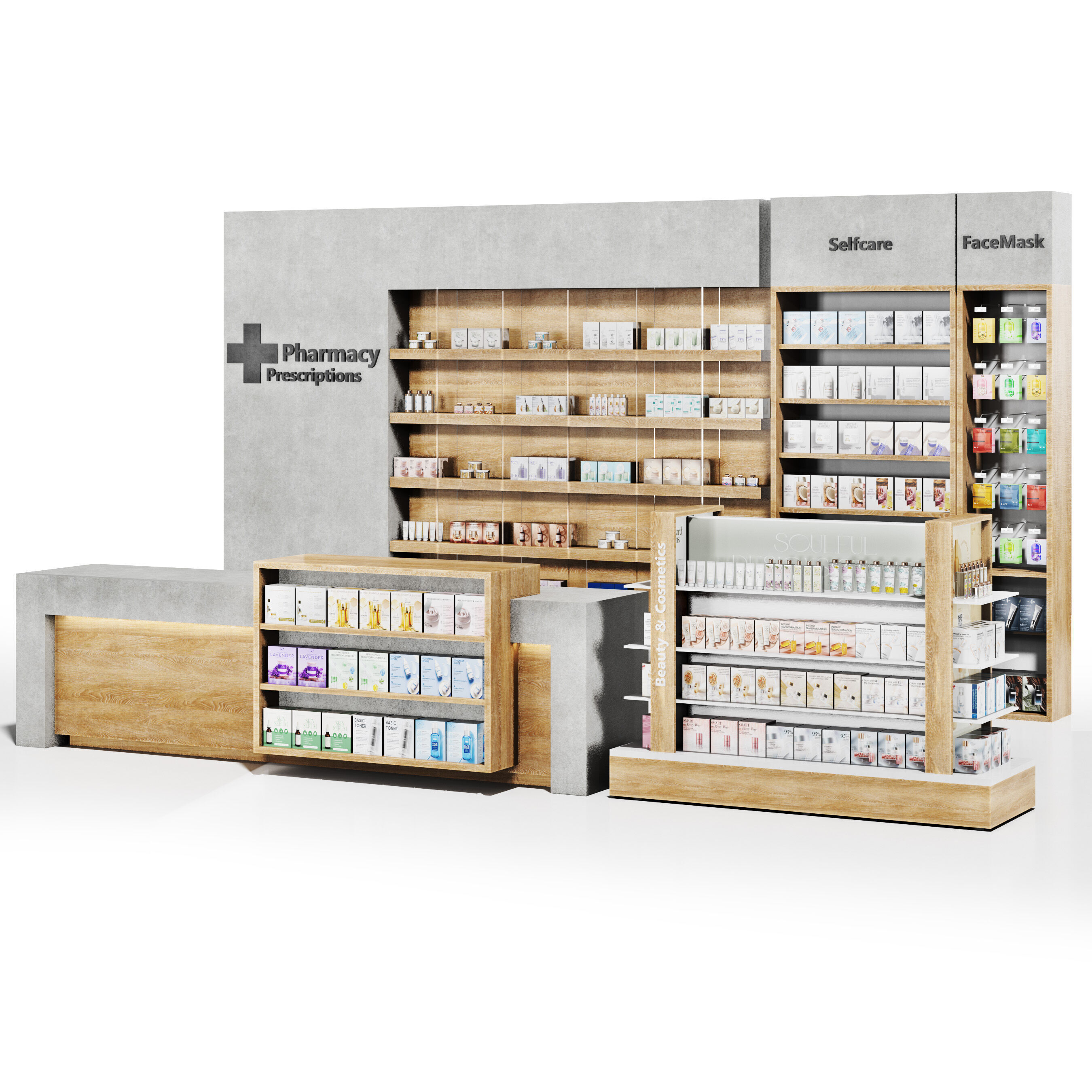 Pharmacy Drugstore showcase 02 Low-poly 3D model_2