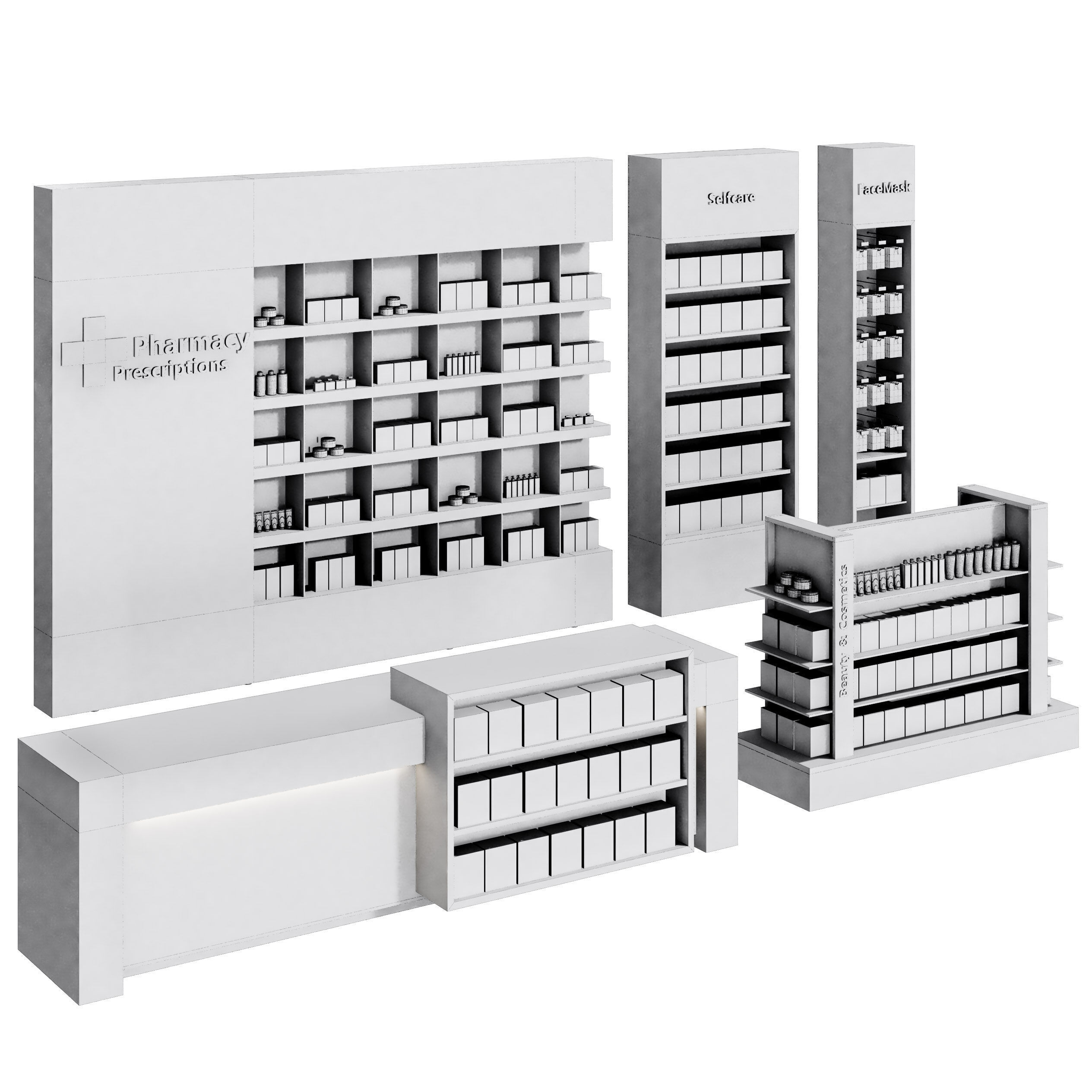 Pharmacy Drugstore showcase 02 Low-poly 3D model_10