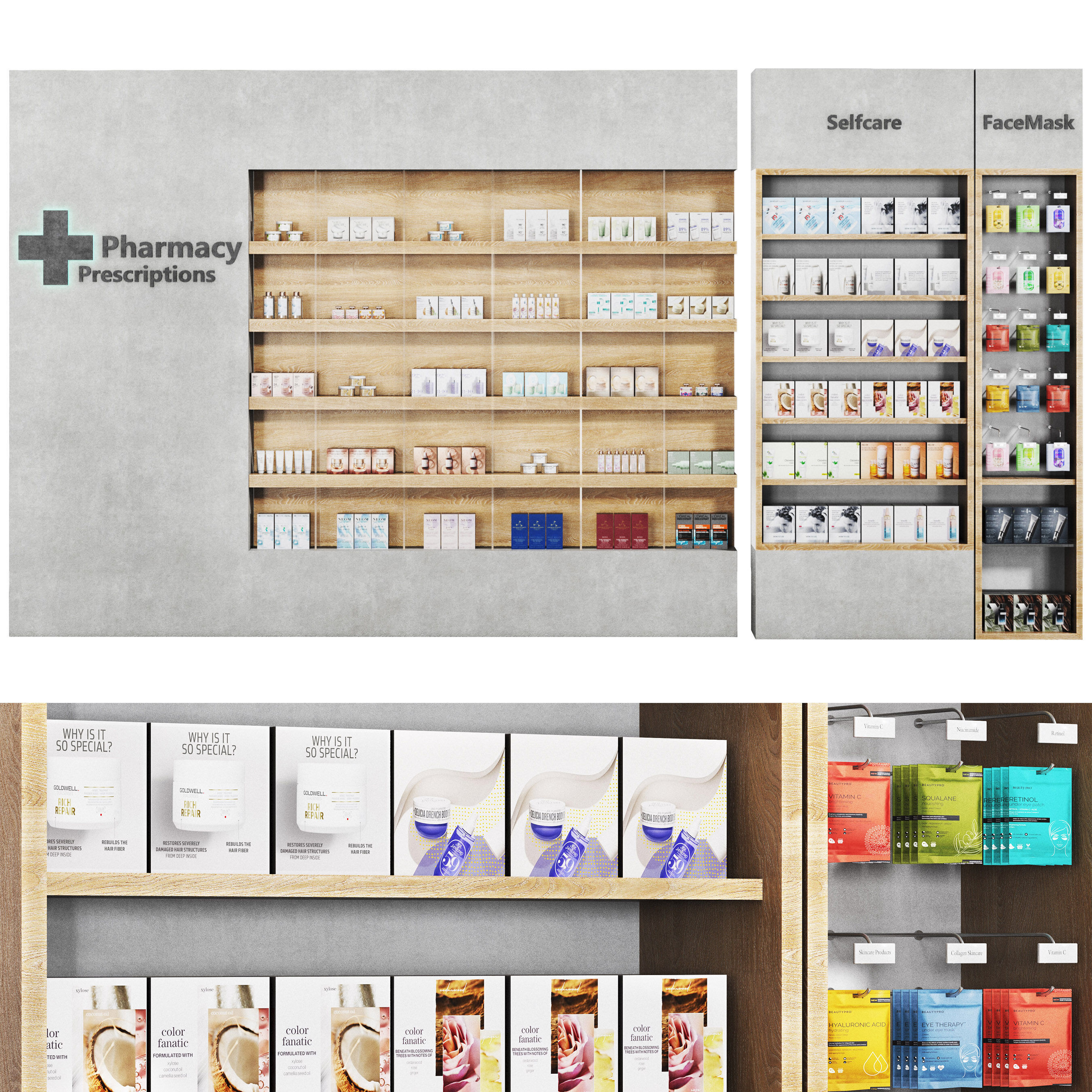 Pharmacy Drugstore showcase 02 Low-poly 3D model_1