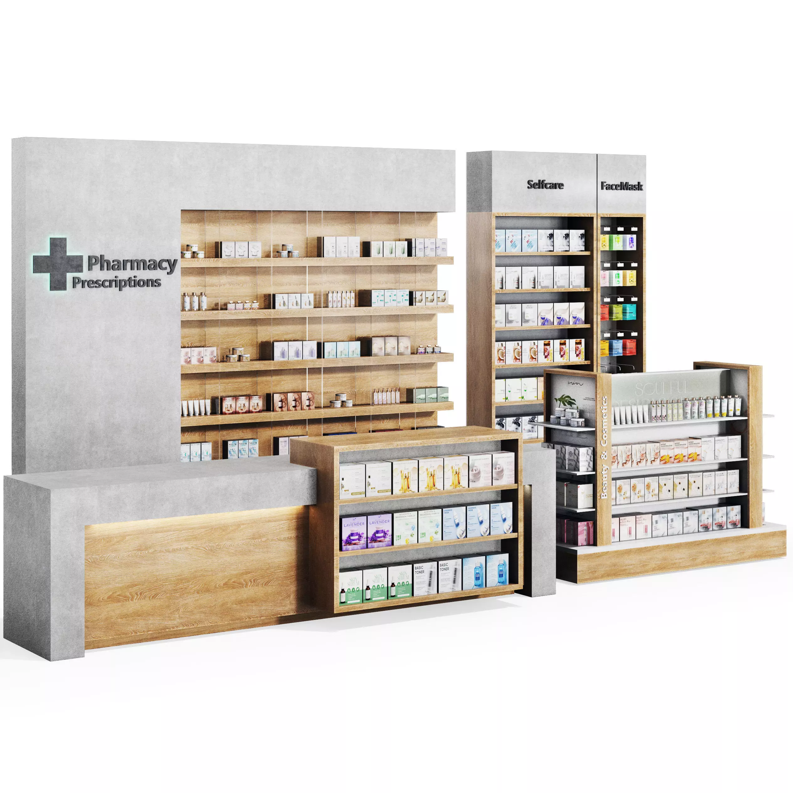 Pharmacy Drugstore showcase 02 Low-poly 3D model_0