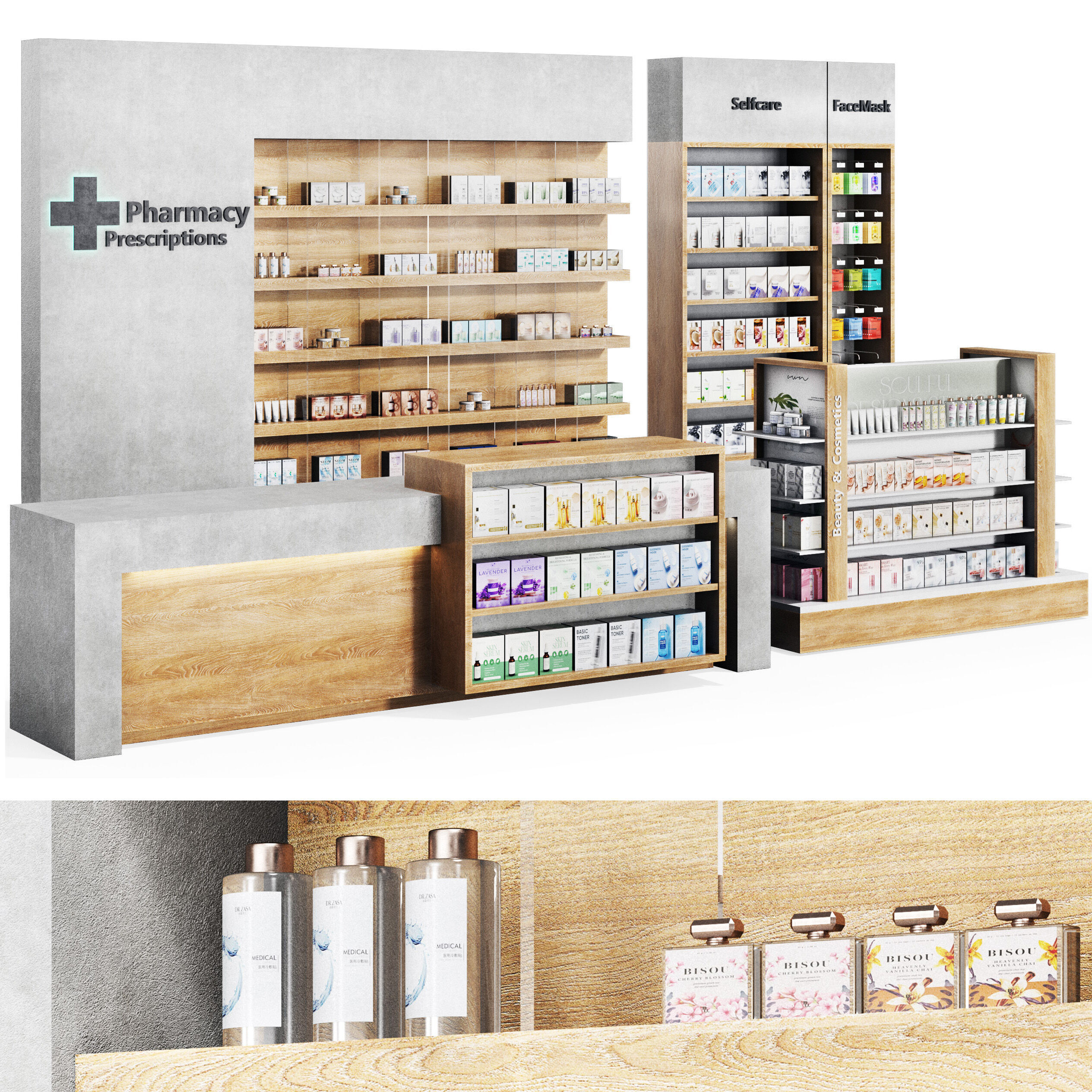 Pharmacy Drugstore showcase 02 Low-poly 3D model_6