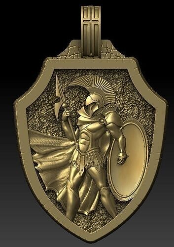 Spartan Warrior Shield Pendant 3D Model