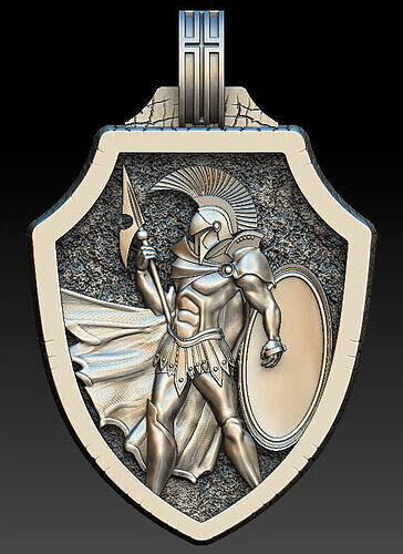 Mens Greek Spartan Warrior Shield Pendant 3D print model