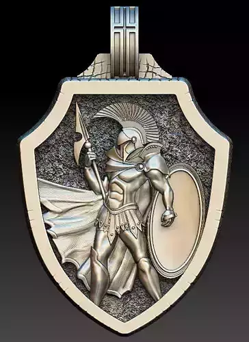 Mens Greek Spartan Warrior Shield Pendant 3D print model