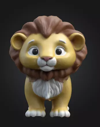 Cute Lion Figurine 3D model_0