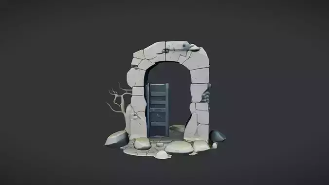 stone archway with wooden gate