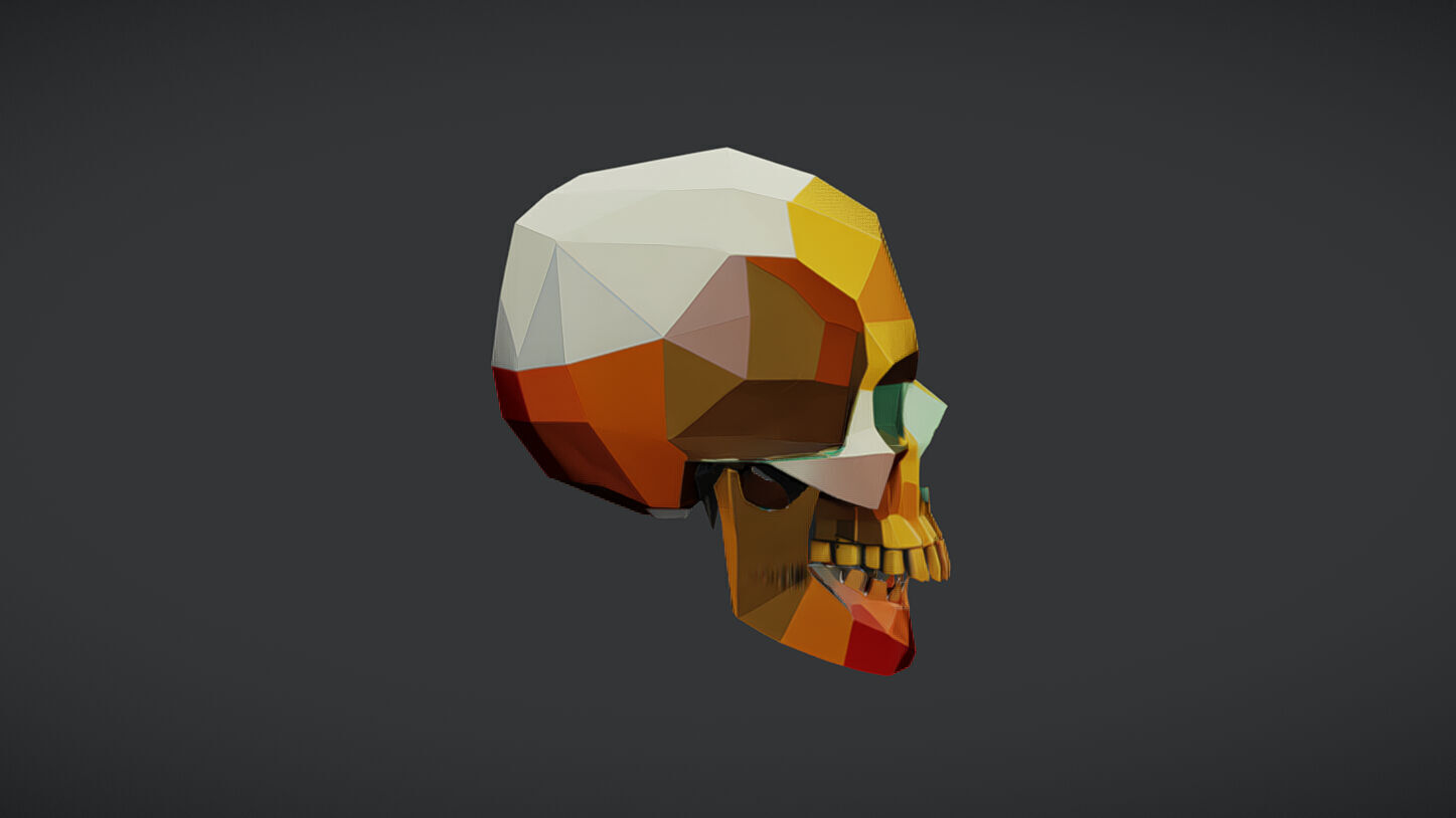 lowpoly geometric skull 3D model_2